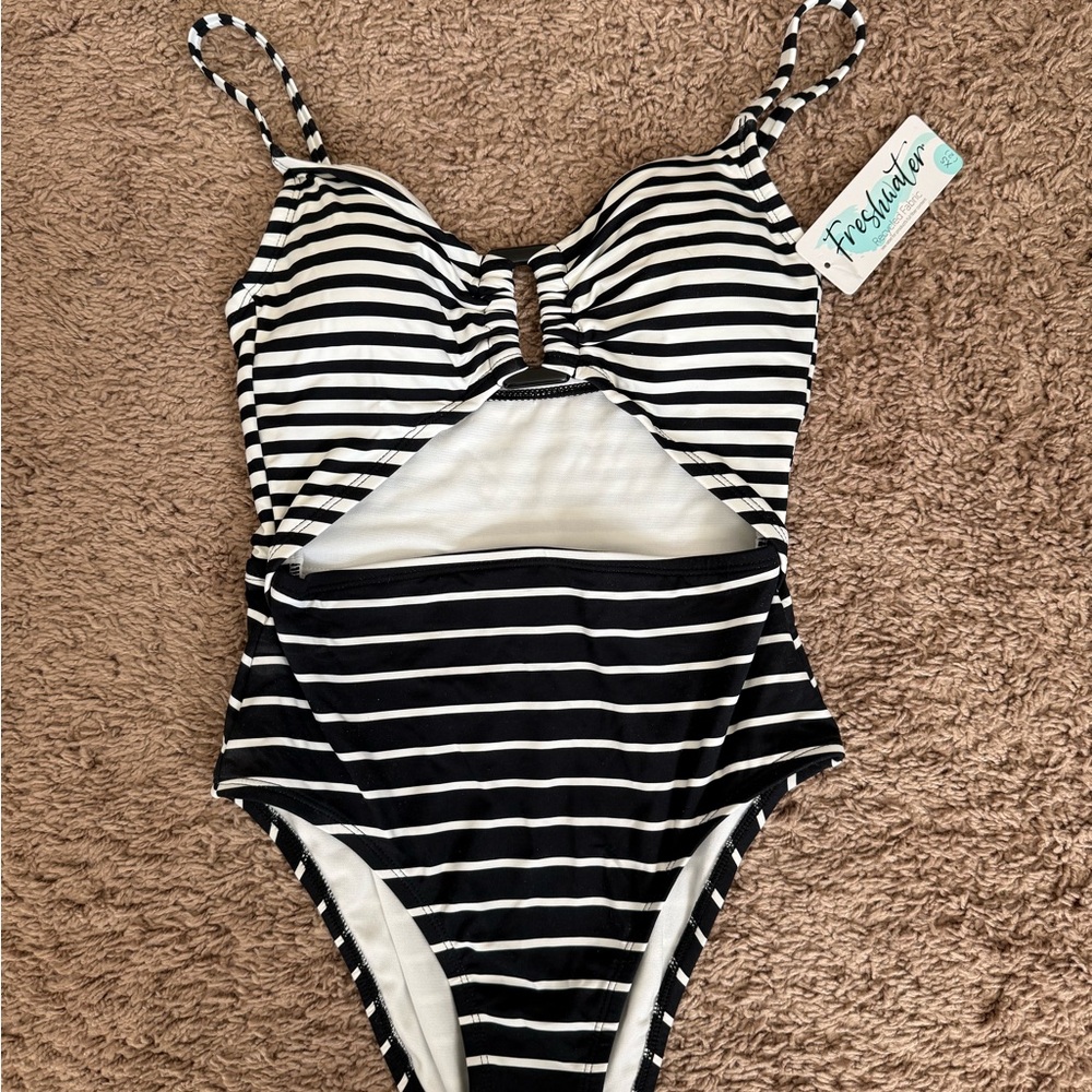 Kohl's Black and White Striped Swimsuit